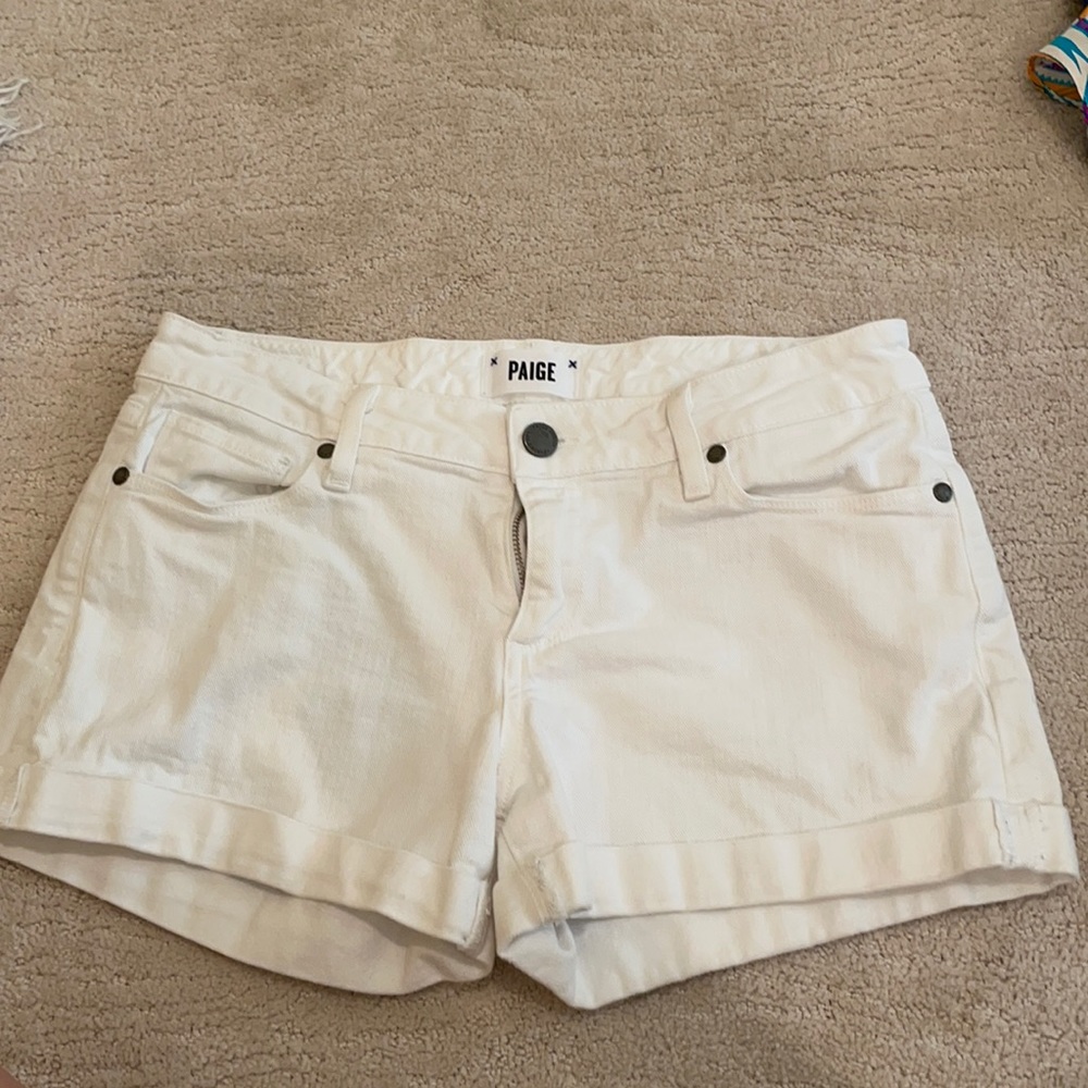 Paige white jean shorts, size 26